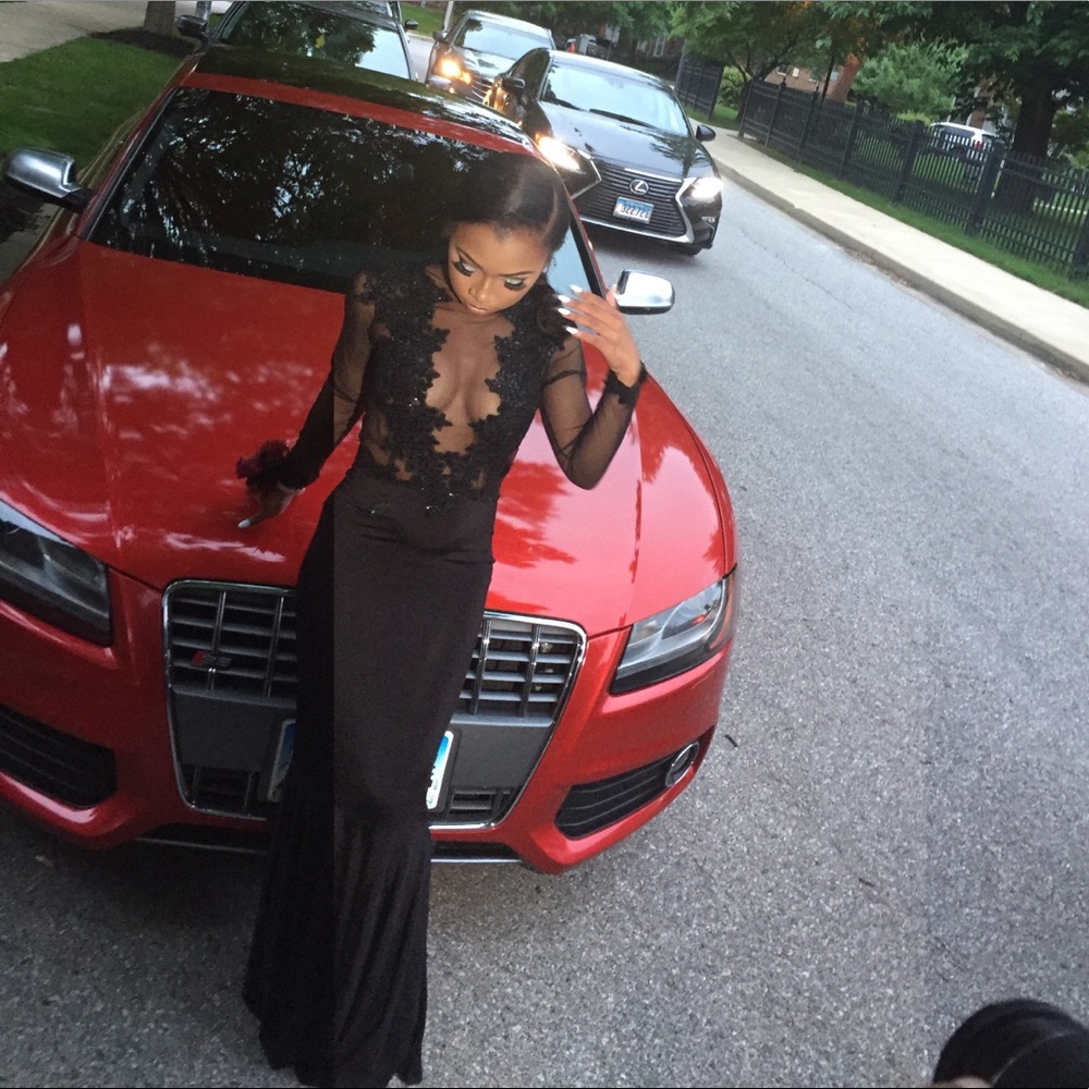 Black sequin prom dress
